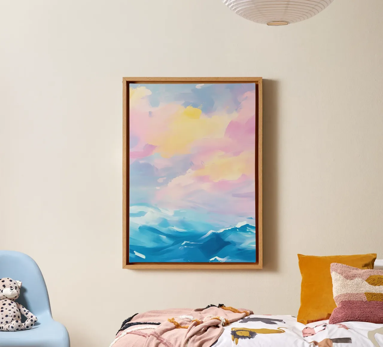 Pace celeste tela con Cornice a cassetta da Nikis Art Studio