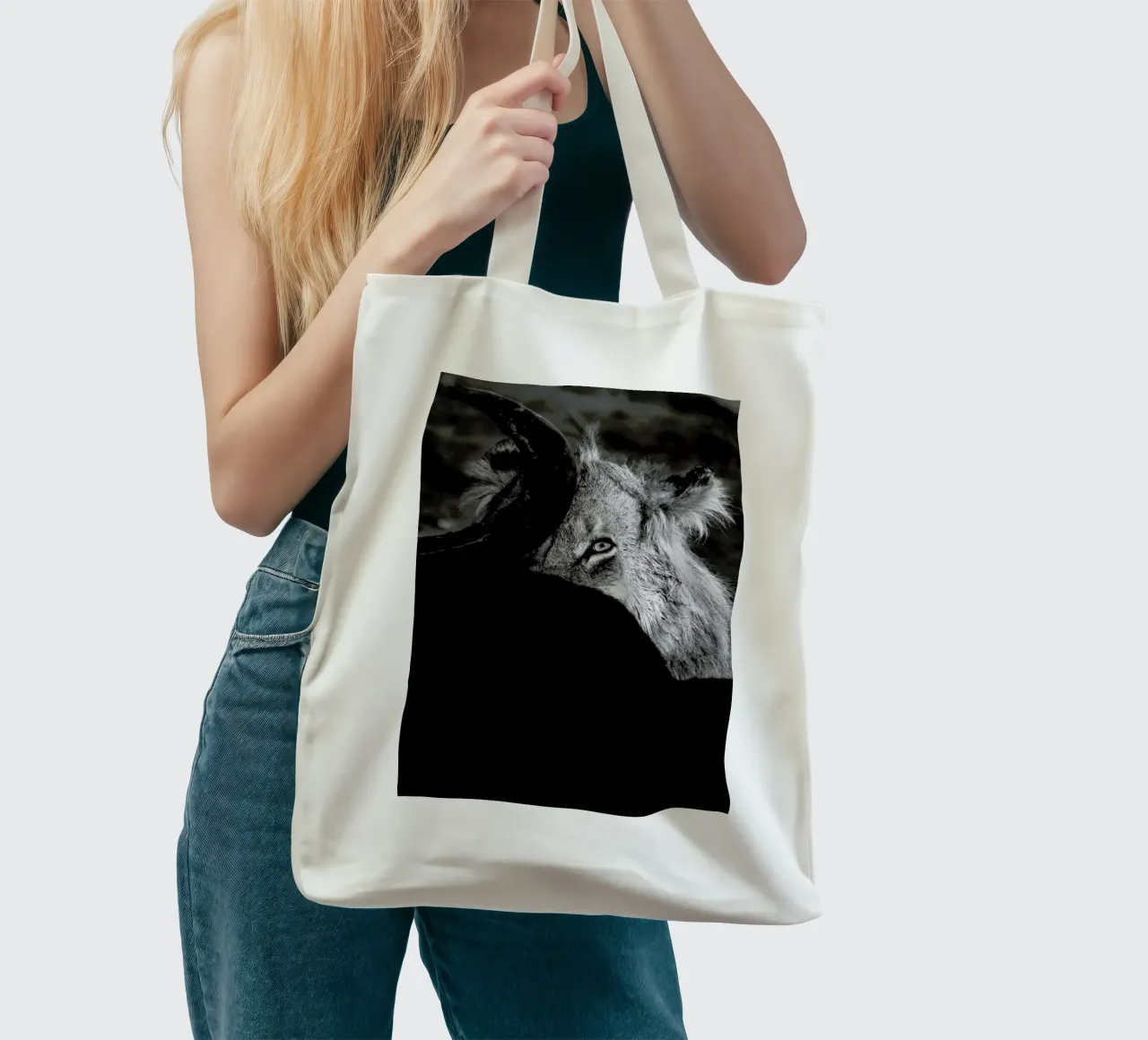 Staring Lion jute draagtas van Natural Kingdom