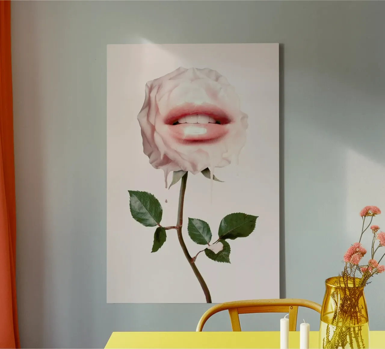 Glossy Rose canvas met Baklijst van Jonas Loose