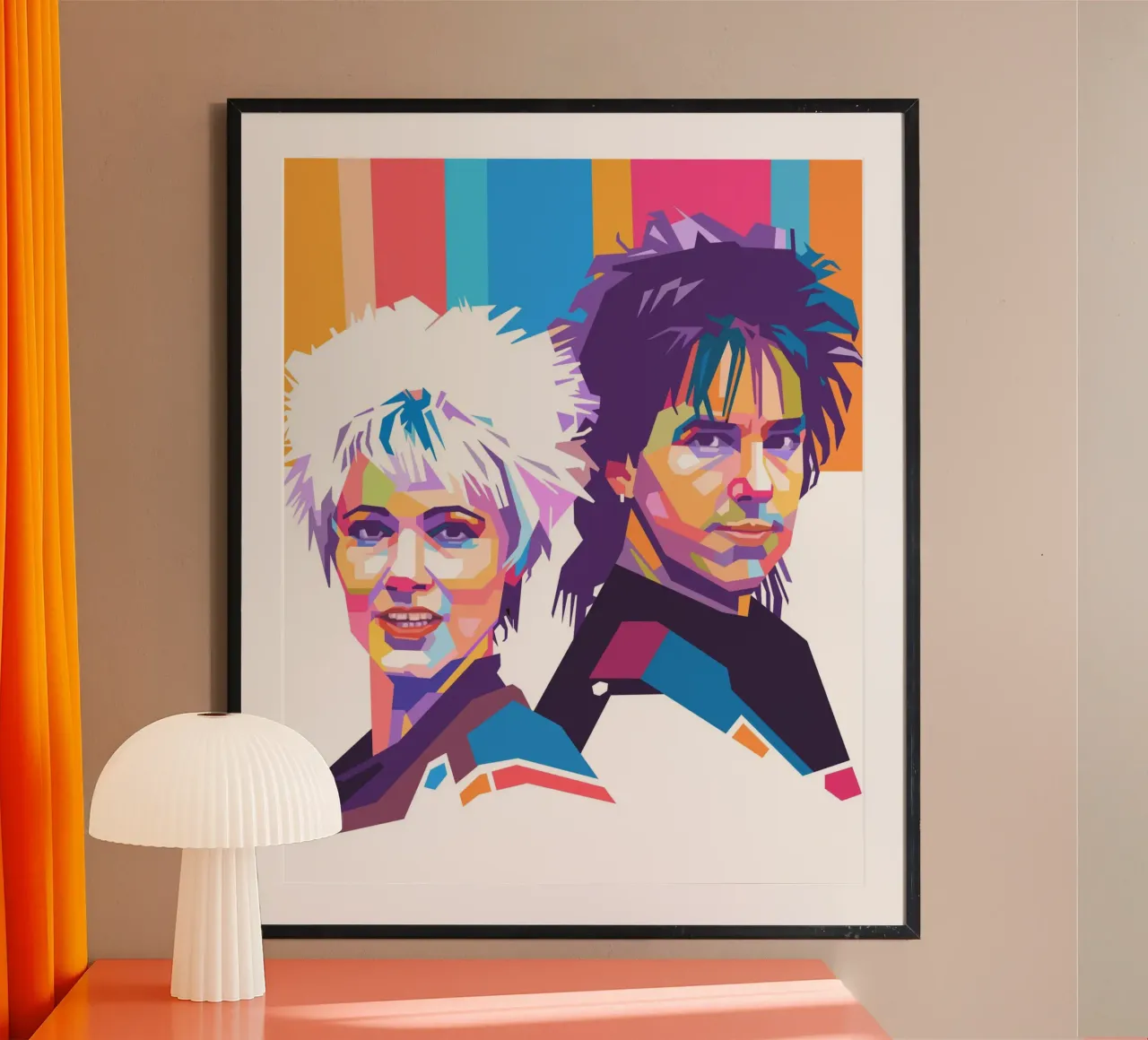 Ritratto pop art di Roxette poster con telaio in legno da Hantamrata