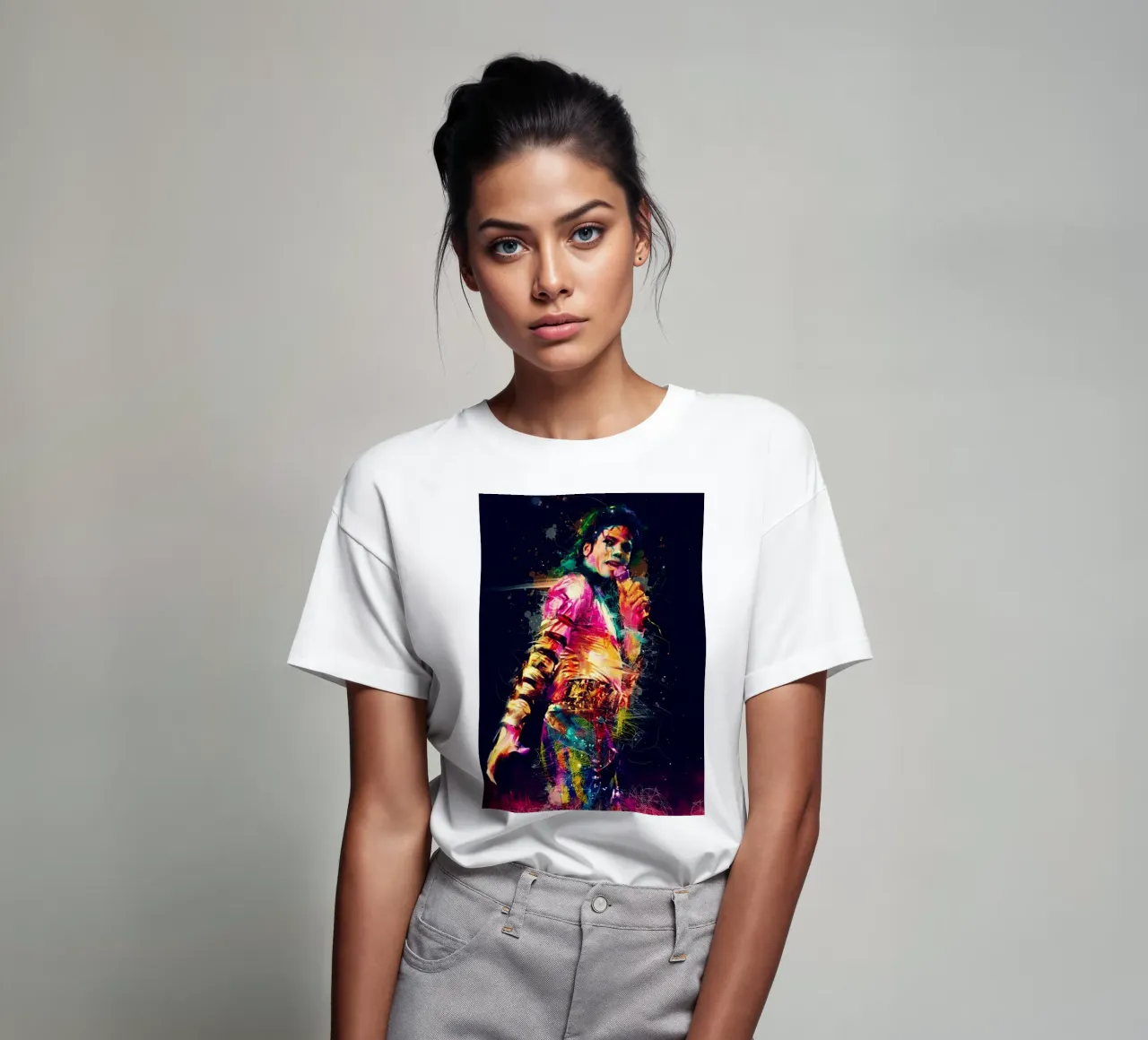 Michael Jackson colorful pop art portrait t-shirt by Hantamrata