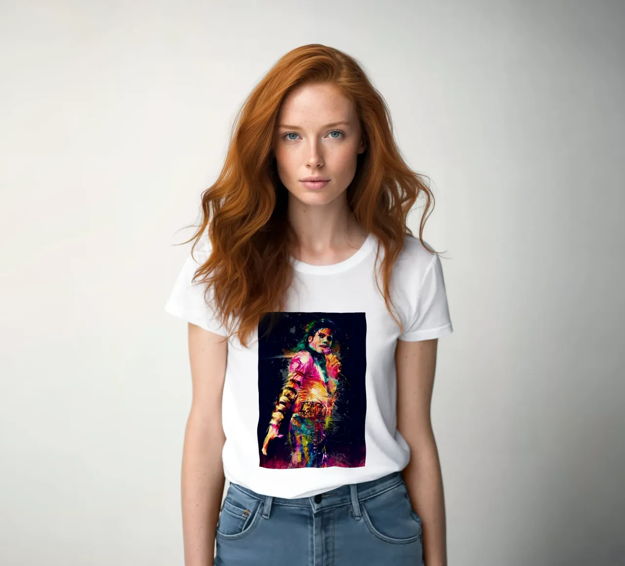 Michael Jackson colorful pop art portrait women's fitted t-shirt by Hantamrata