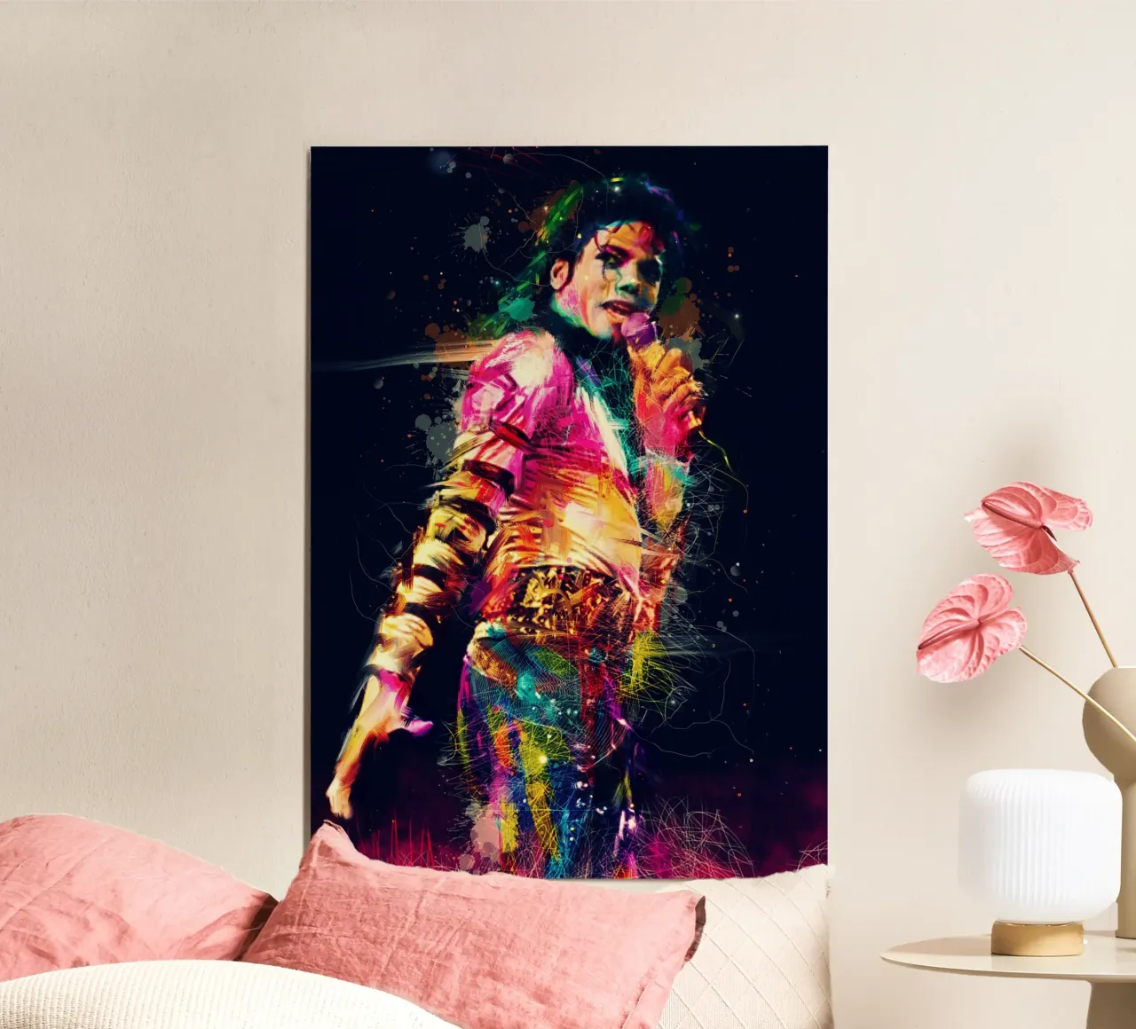 Michael Jackson, ritratto pop art colorato alluminio dibond da Hantamrata