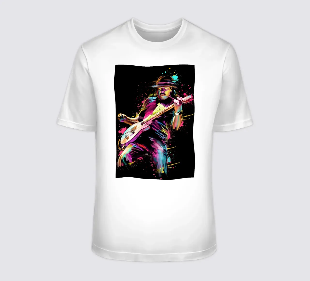 Carlos Santana astratto colorato pop art t-shirt da Hantamrata