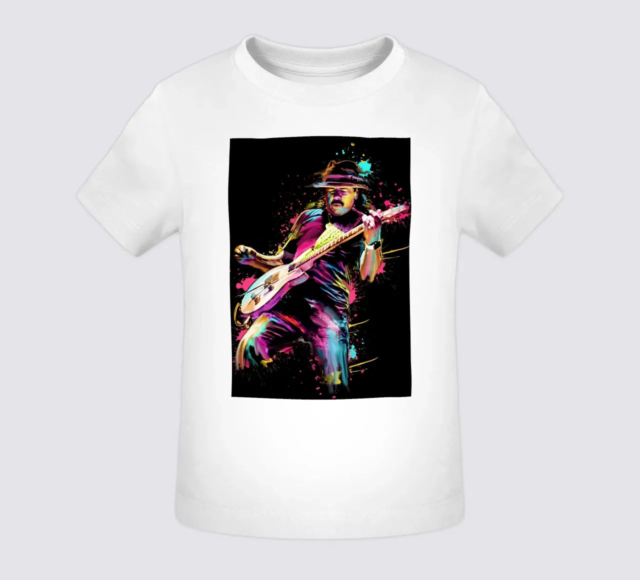 Carlos Santana astratto colorato pop art maglietta neonato da Hantamrata