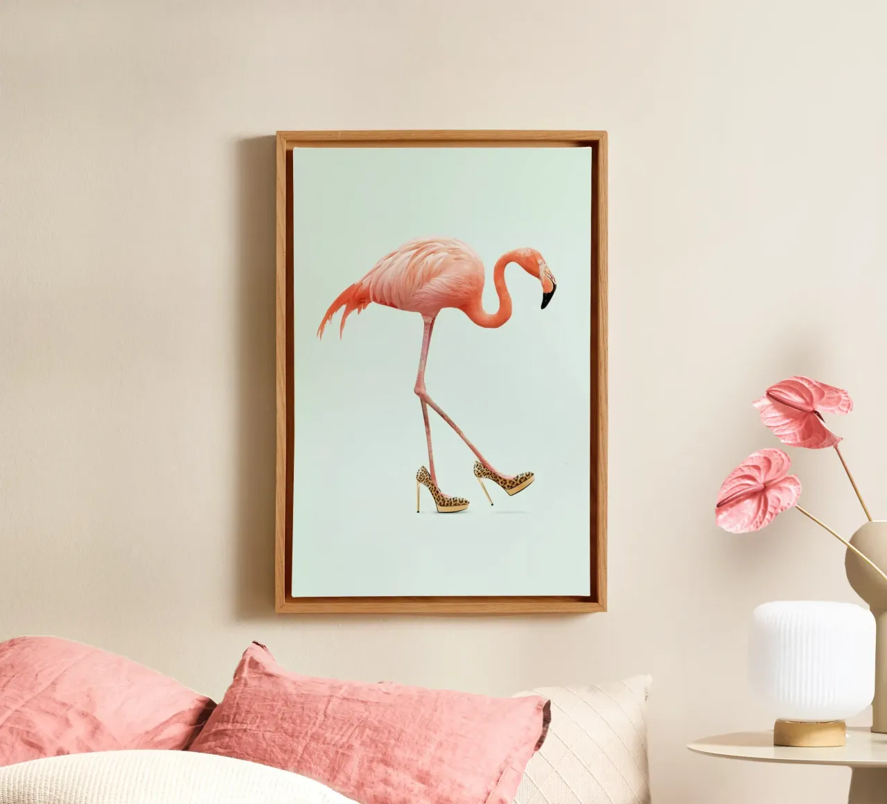 Fancy Flamingo tela con Cornice a cassetta da Jonas Loose