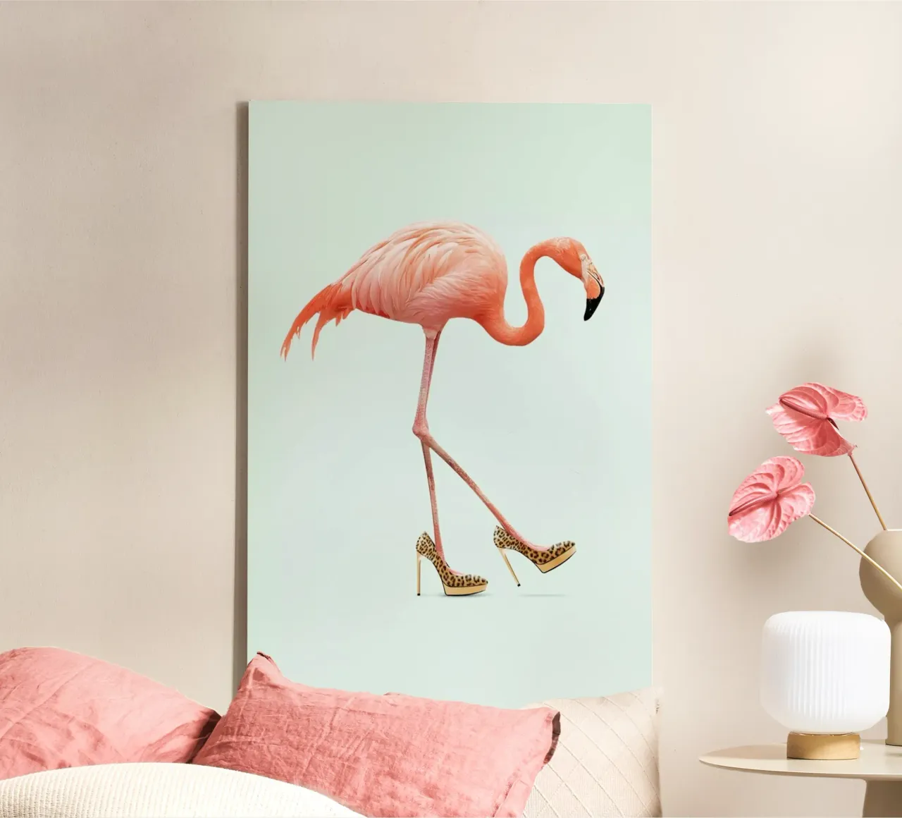 Fancy Flamingo tela con Cornice a cassetta da Jonas Loose