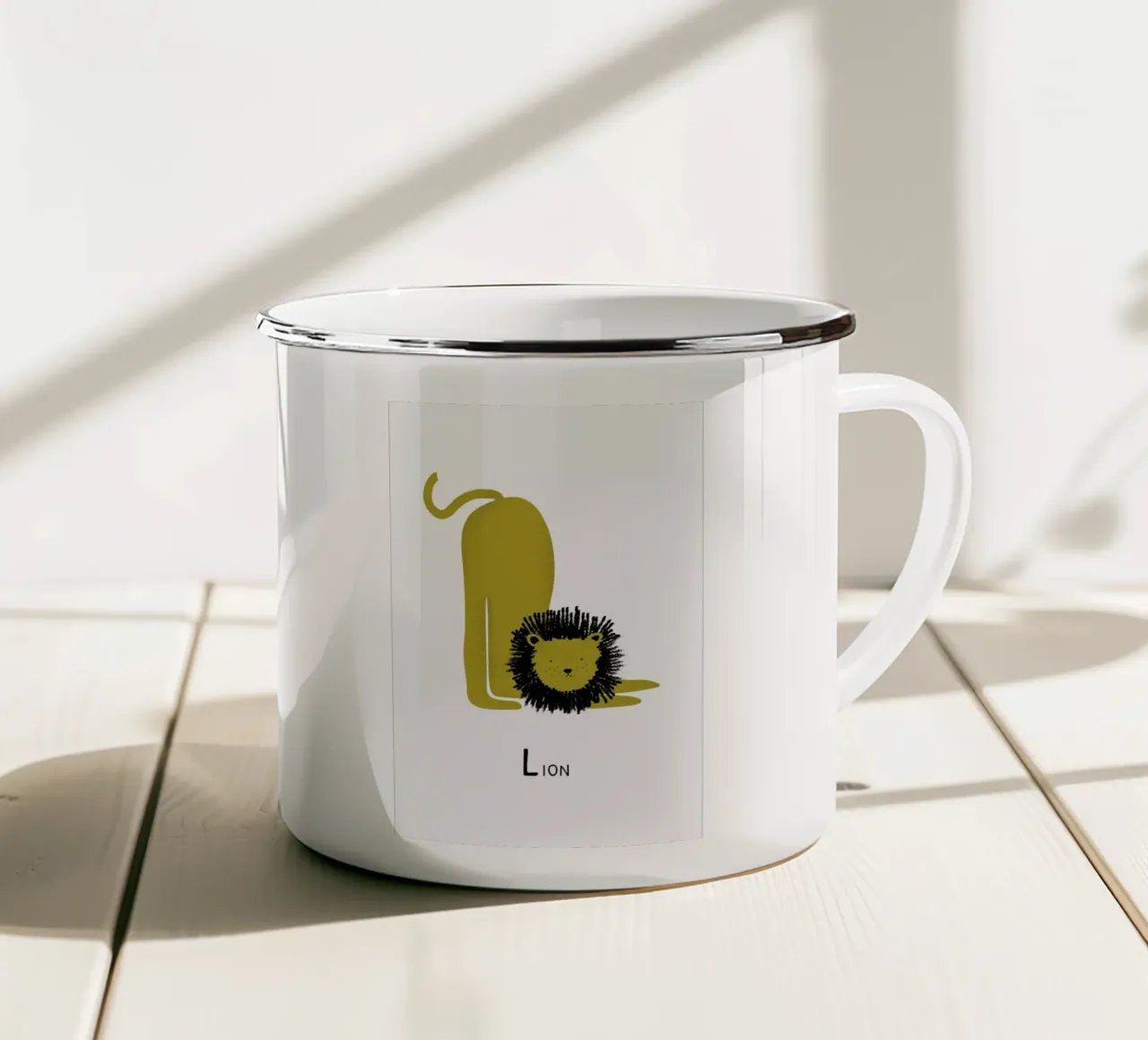 L for Lion tazza in smalto da Little Flourishes