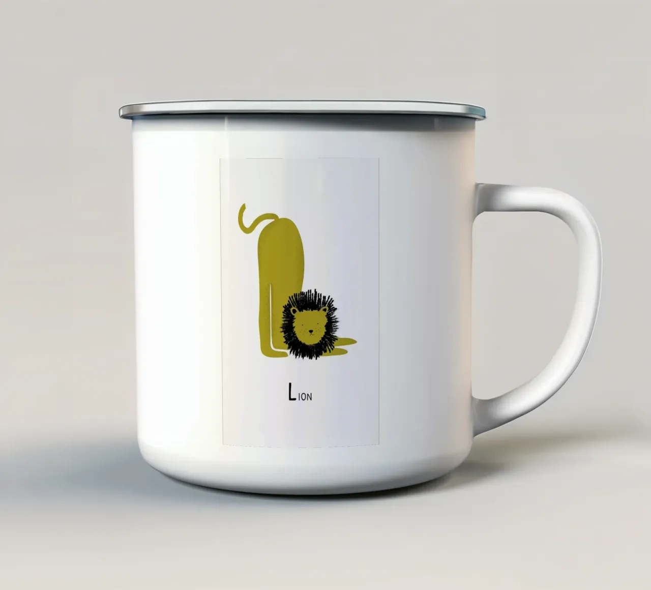 L for Lion tazza in smalto da Little Flourishes