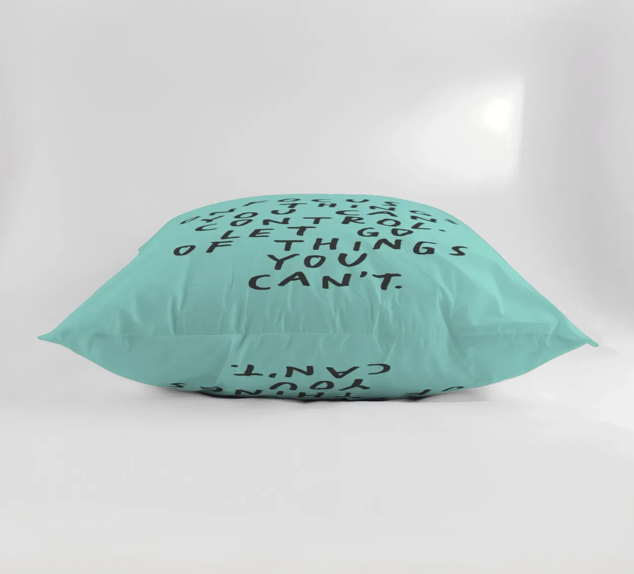 Focus on Things You Can Control Mindfulness Typography Print decorative cushion by THE MOTIVATED TYPE
