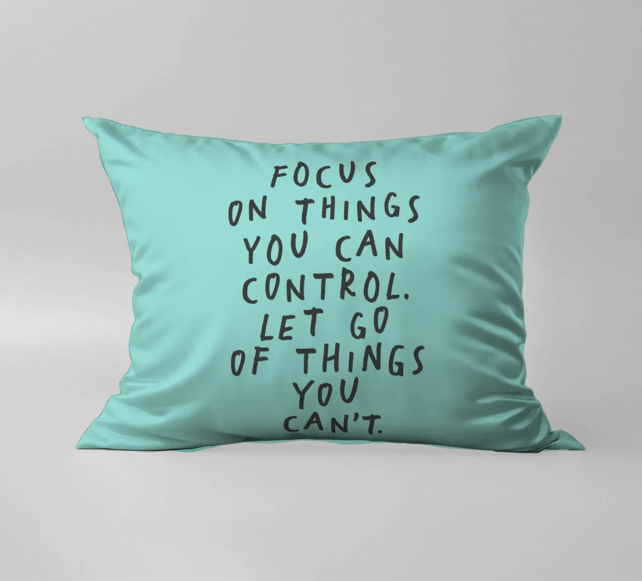 Focus on Things You Can Control Mindfulness Typography Print decorative cushion by THE MOTIVATED TYPE