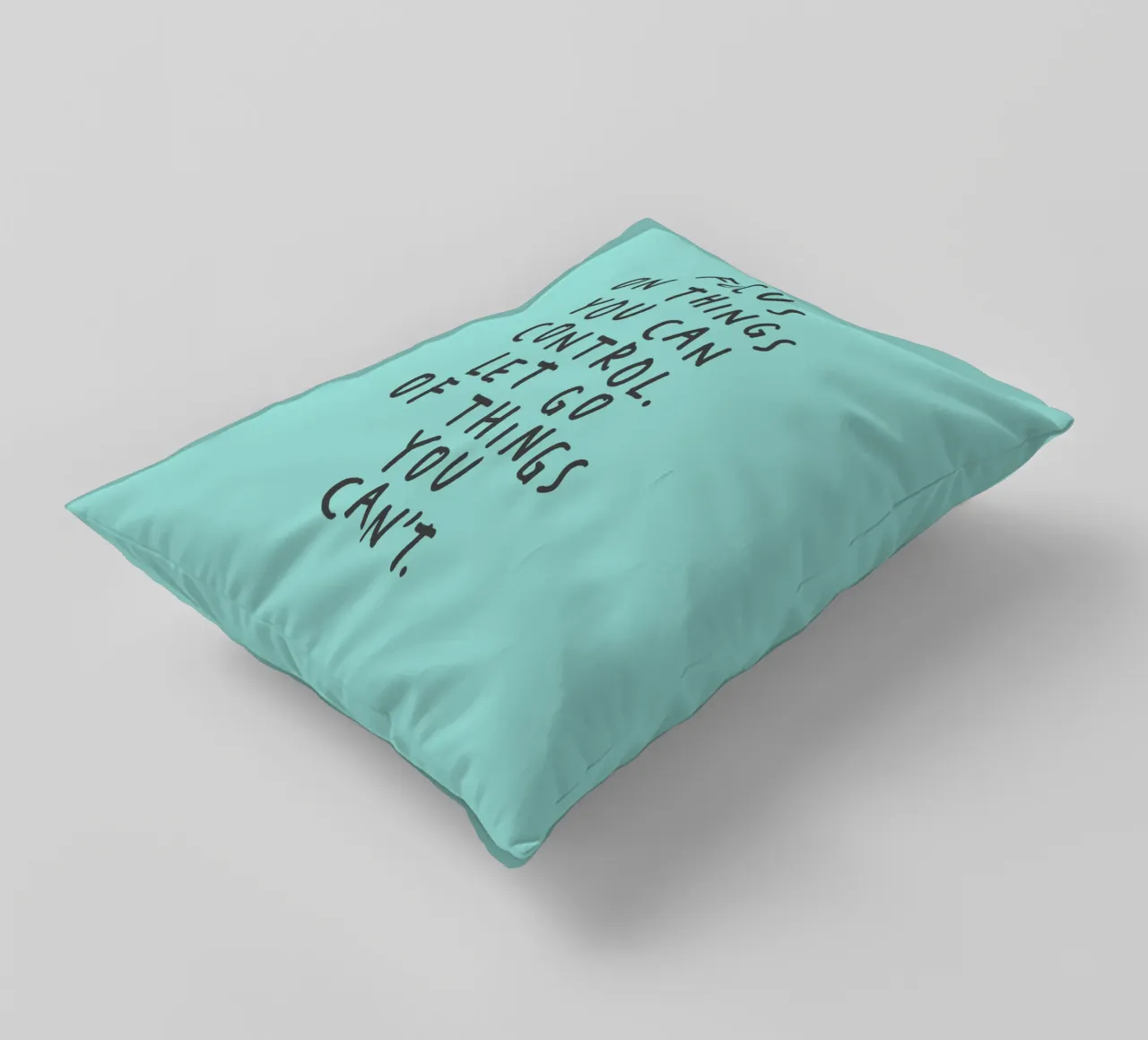 Focus on Things You Can Control Mindfulness Typography Print decorative cushion by THE MOTIVATED TYPE
