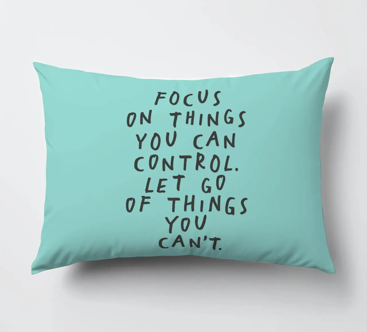 Focus on Things You Can Control Mindfulness Typography Print decorative cushion by THE MOTIVATED TYPE
