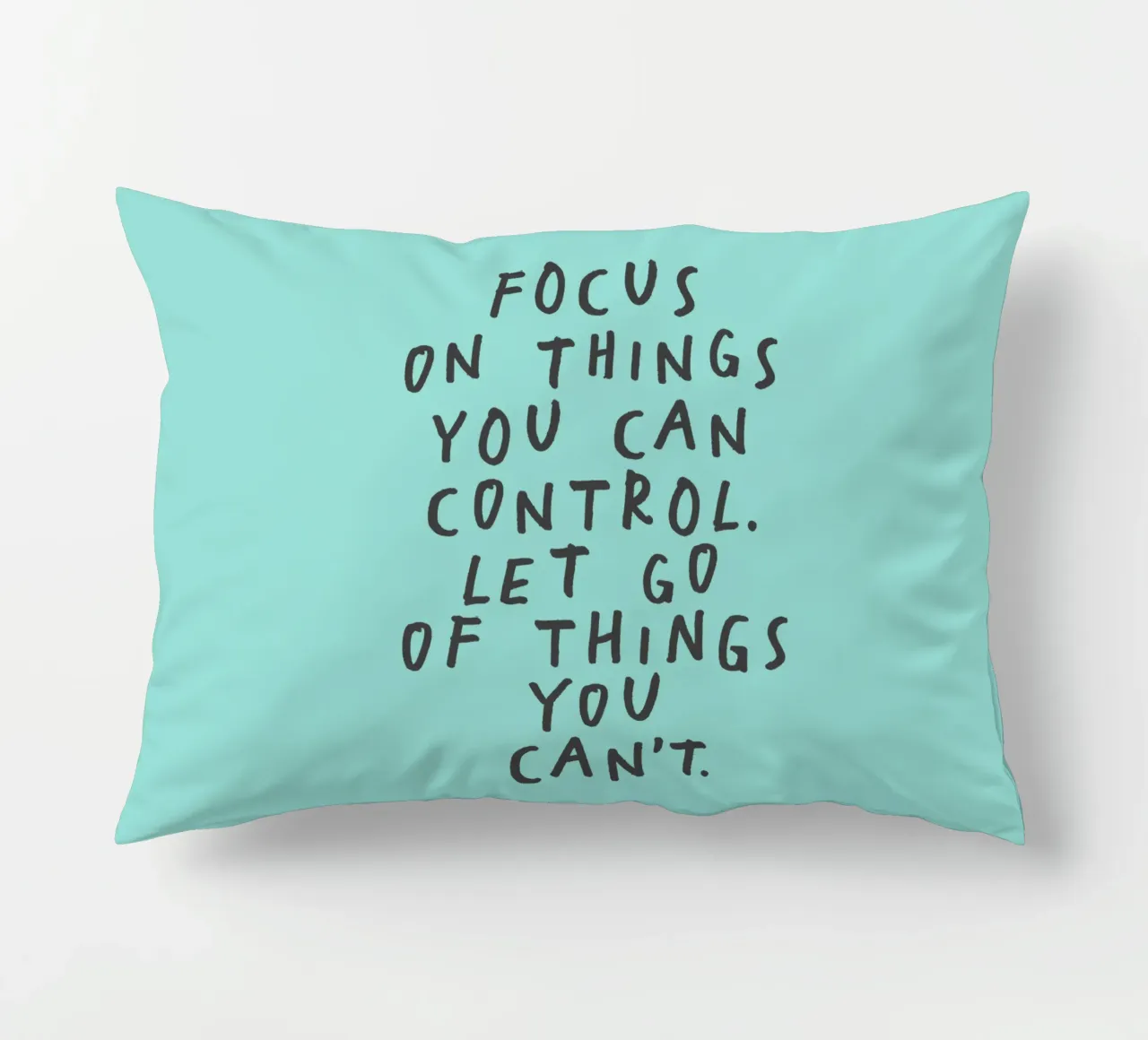 Focus on Things You Can Control Mindfulness Typography Print decorative cushion by THE MOTIVATED TYPE