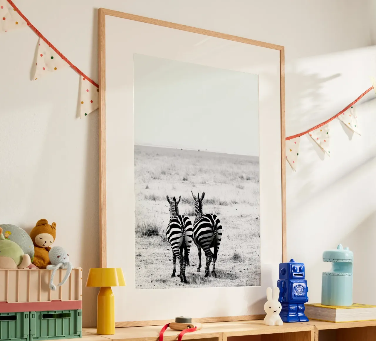 Double Stripes poster con telaio in legno da Natural Kingdom
