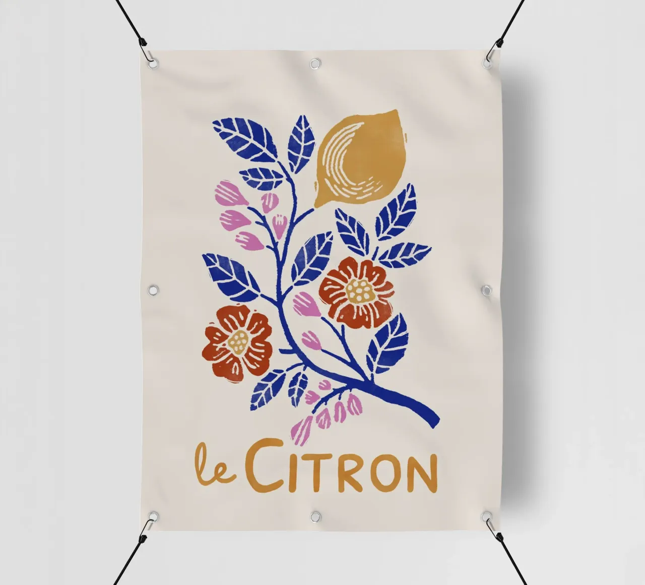 Le Citron - Stampa d'arte botanica del limone in stile lino cut telo in pvc da showmemars