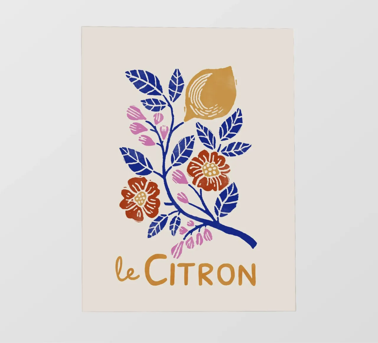 Le Citron - Stampa d'arte botanica del limone in stile lino cut telo in pvc da showmemars