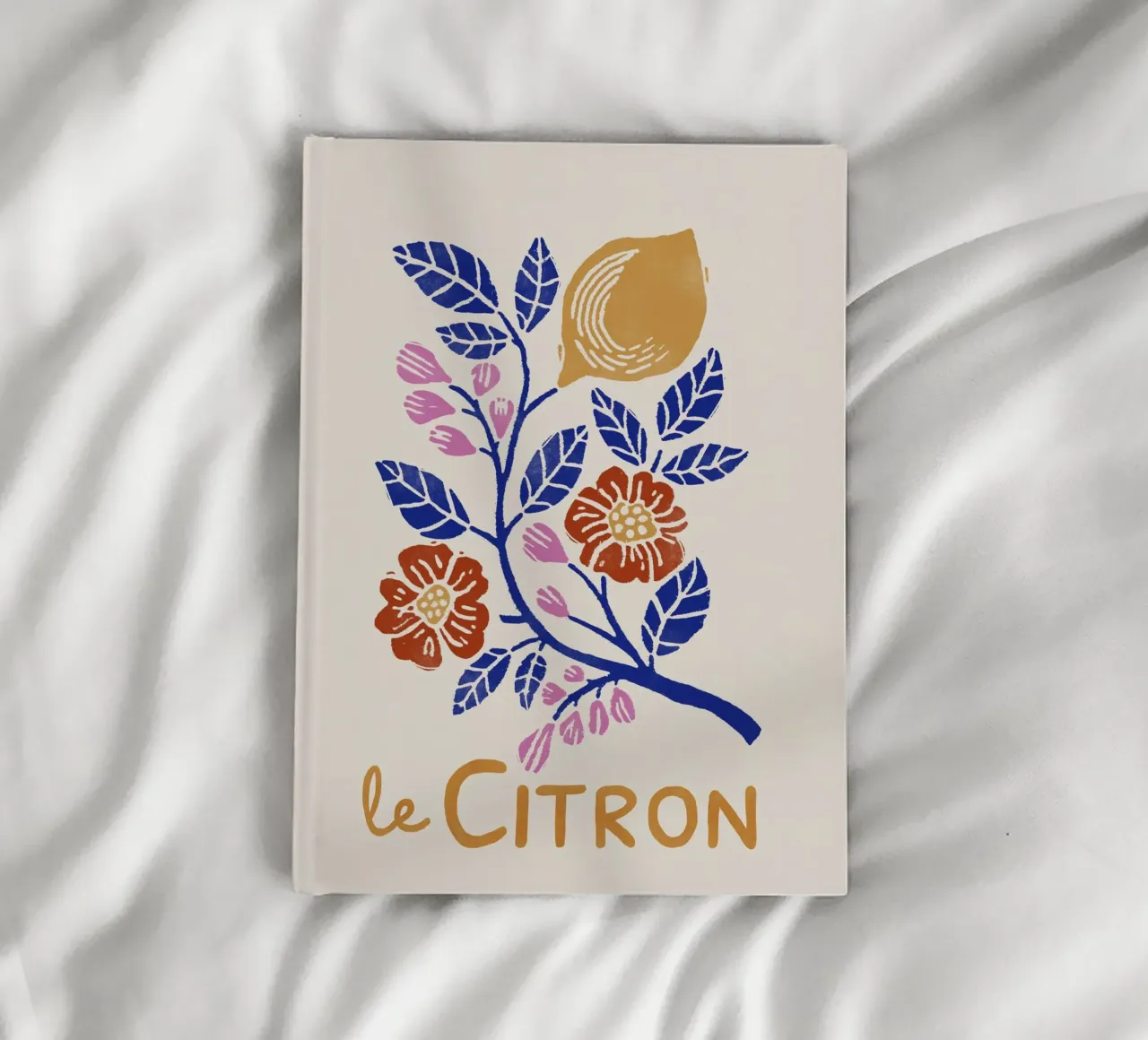 Le Citron – Botanical Lemon Art Print in Lino Cut Style notebook by showmemars