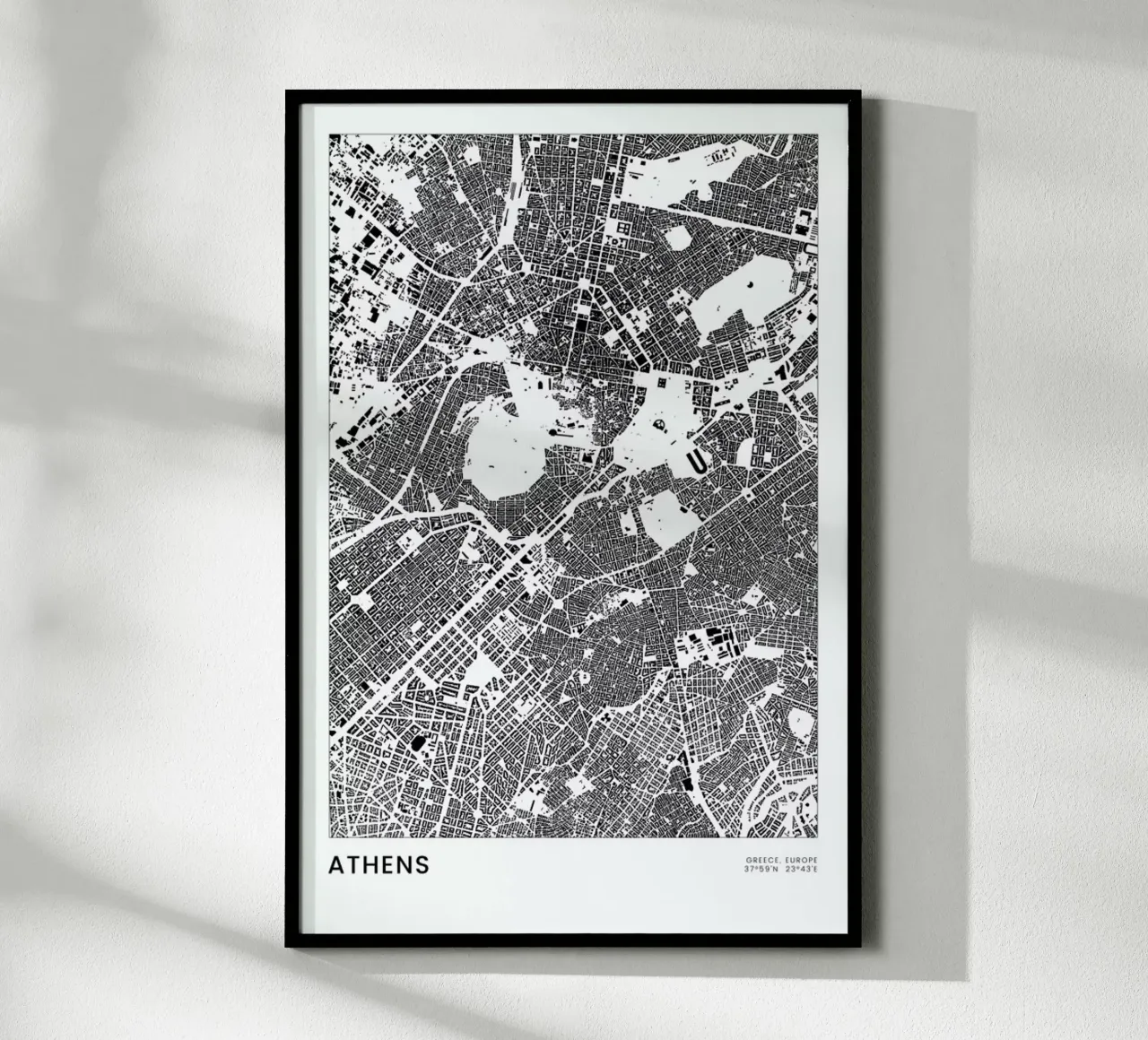 Athens poster con telaio in legno da The Cartography Collection