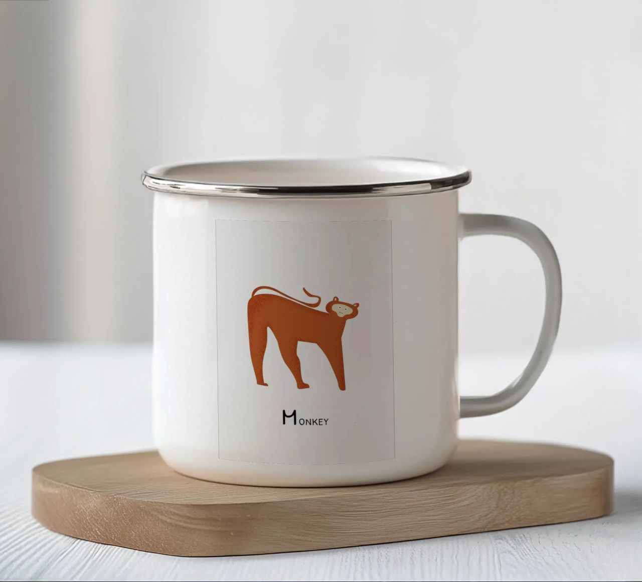 M for Monkey tazza in smalto da Little Flourishes