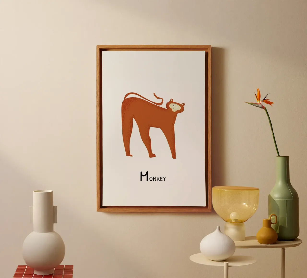 M for Monkey tela con Cornice a cassetta da Little Flourishes