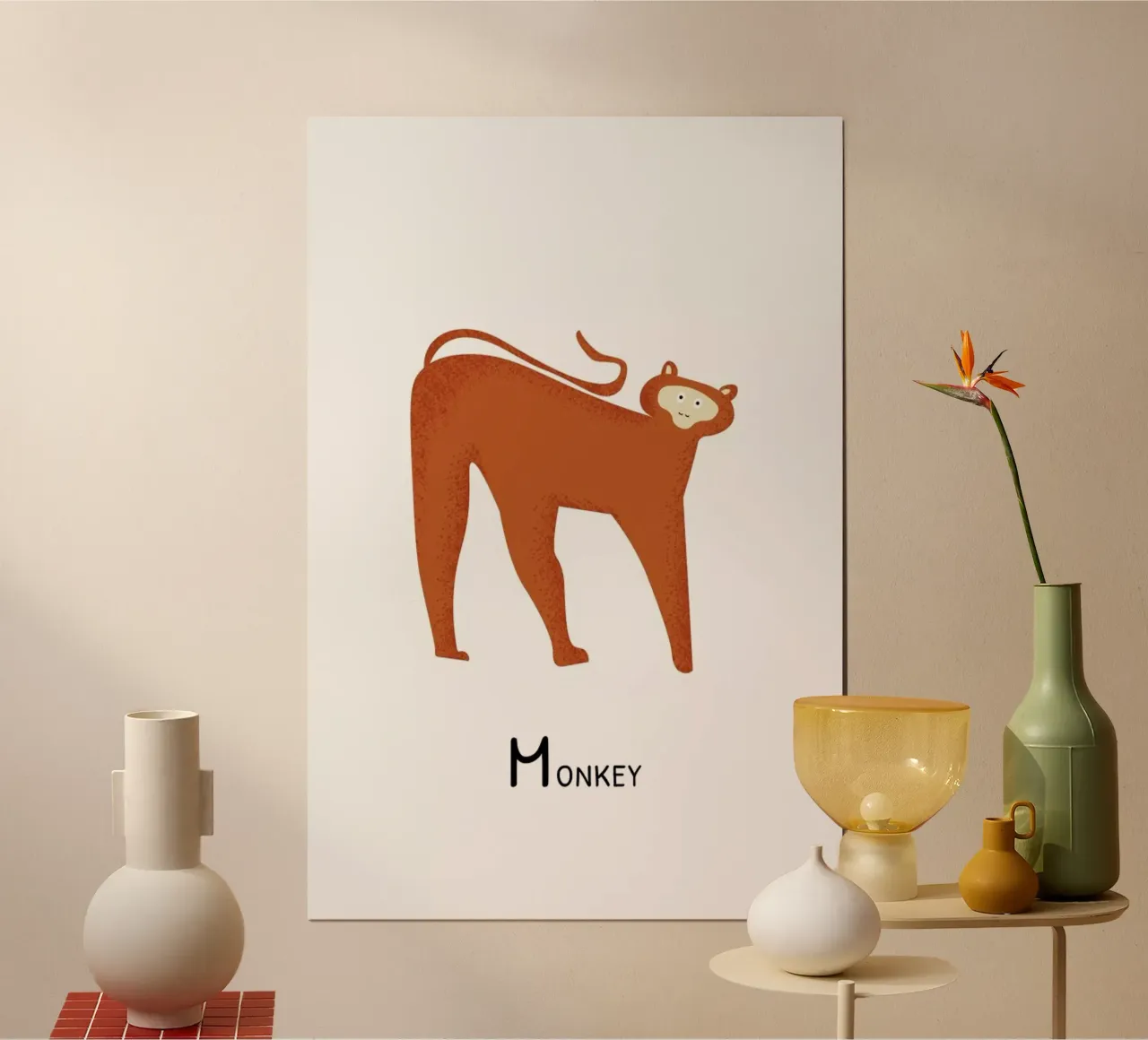 M for Monkey poster da Little Flourishes