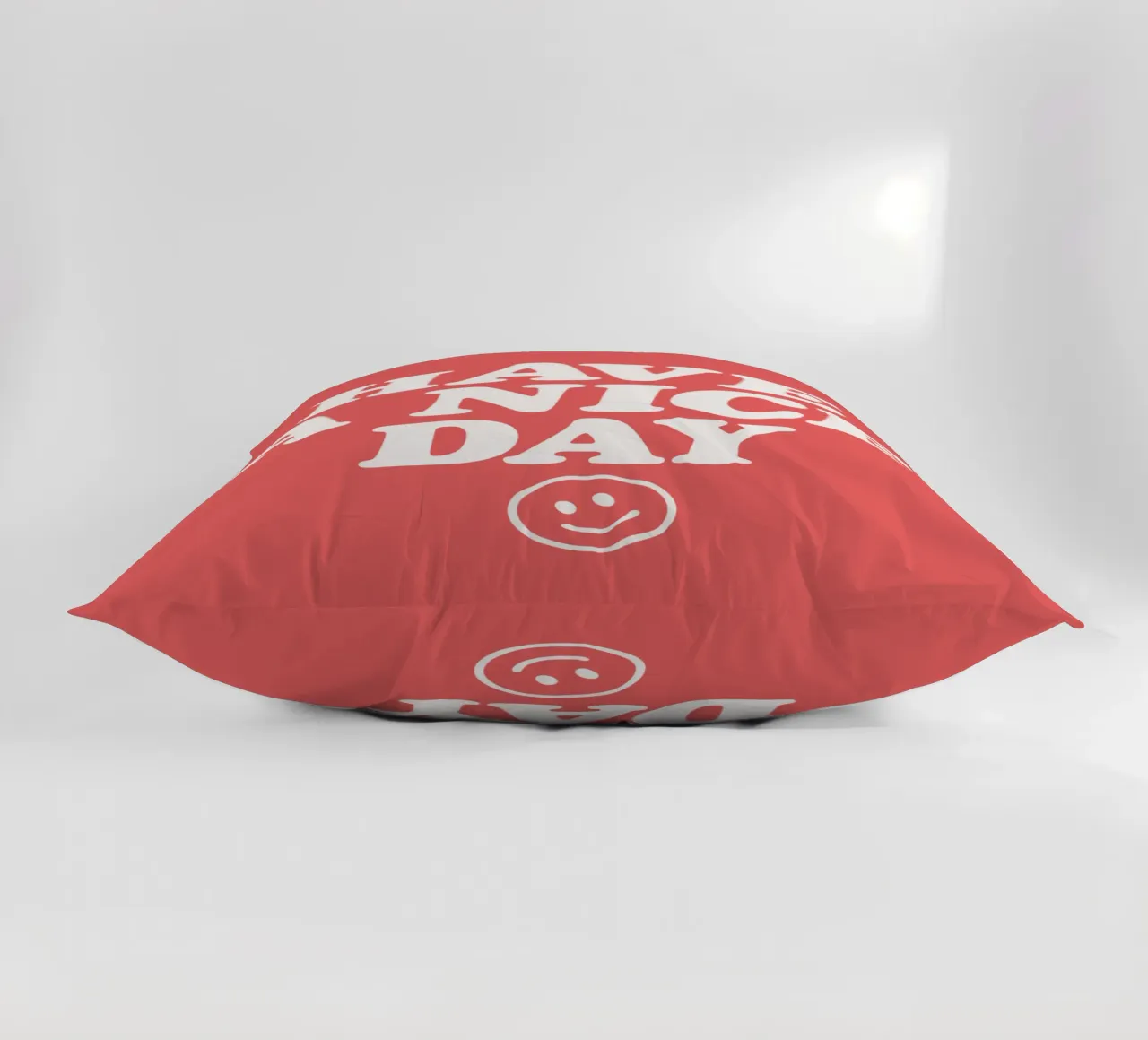 Have a Nice Day Red and White Typography Print decorative cushion by THE MOTIVATED TYPE