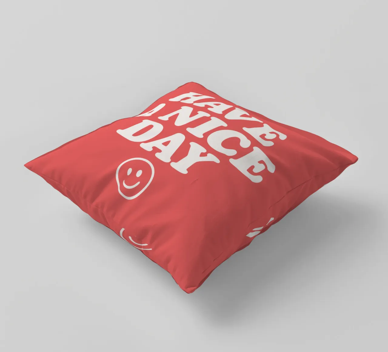 Have a Nice Day Red and White Typography Print decorative cushion by THE MOTIVATED TYPE