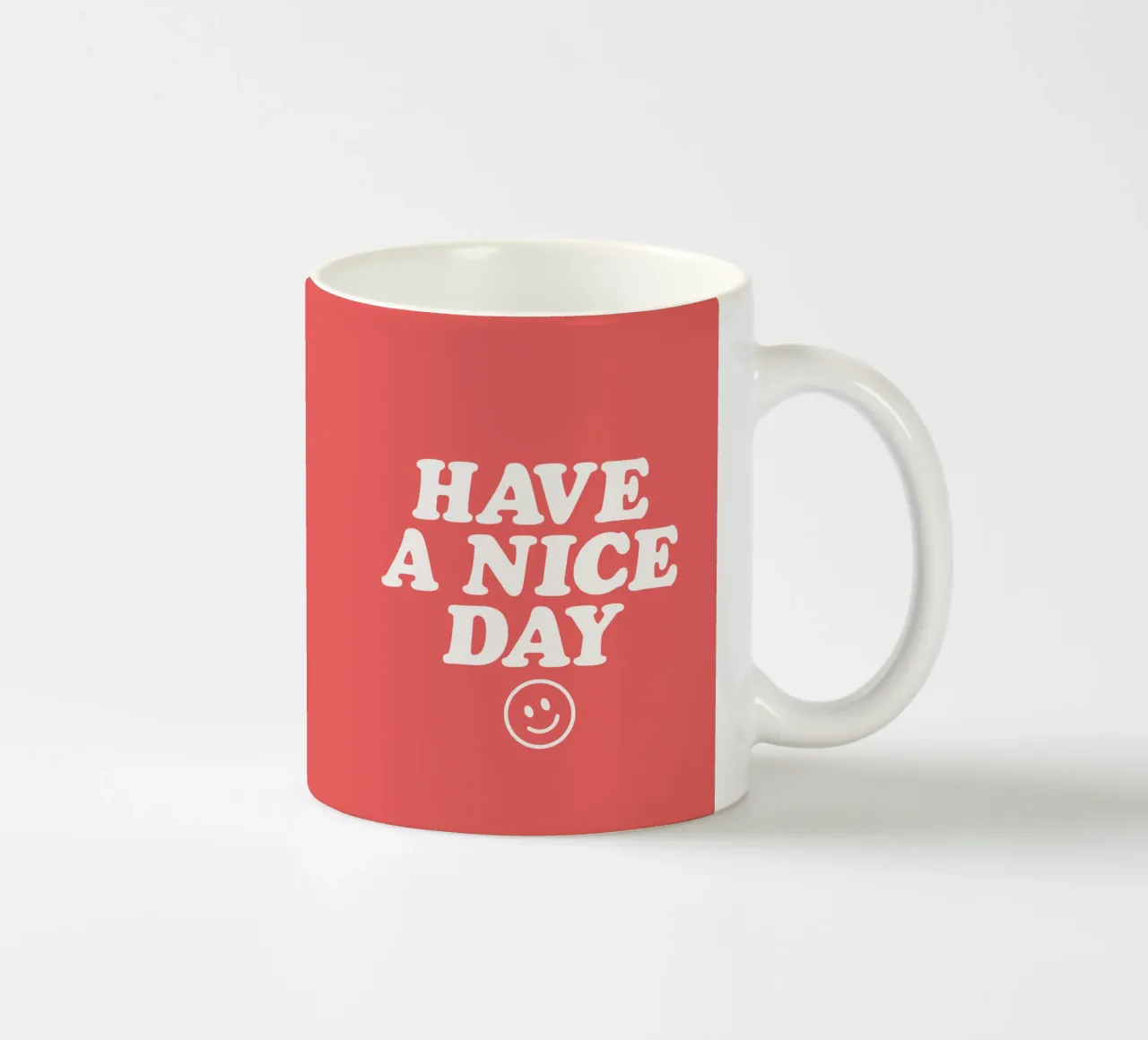Have a Nice Day Red and White Typography Print ceramic mug by THE MOTIVATED TYPE