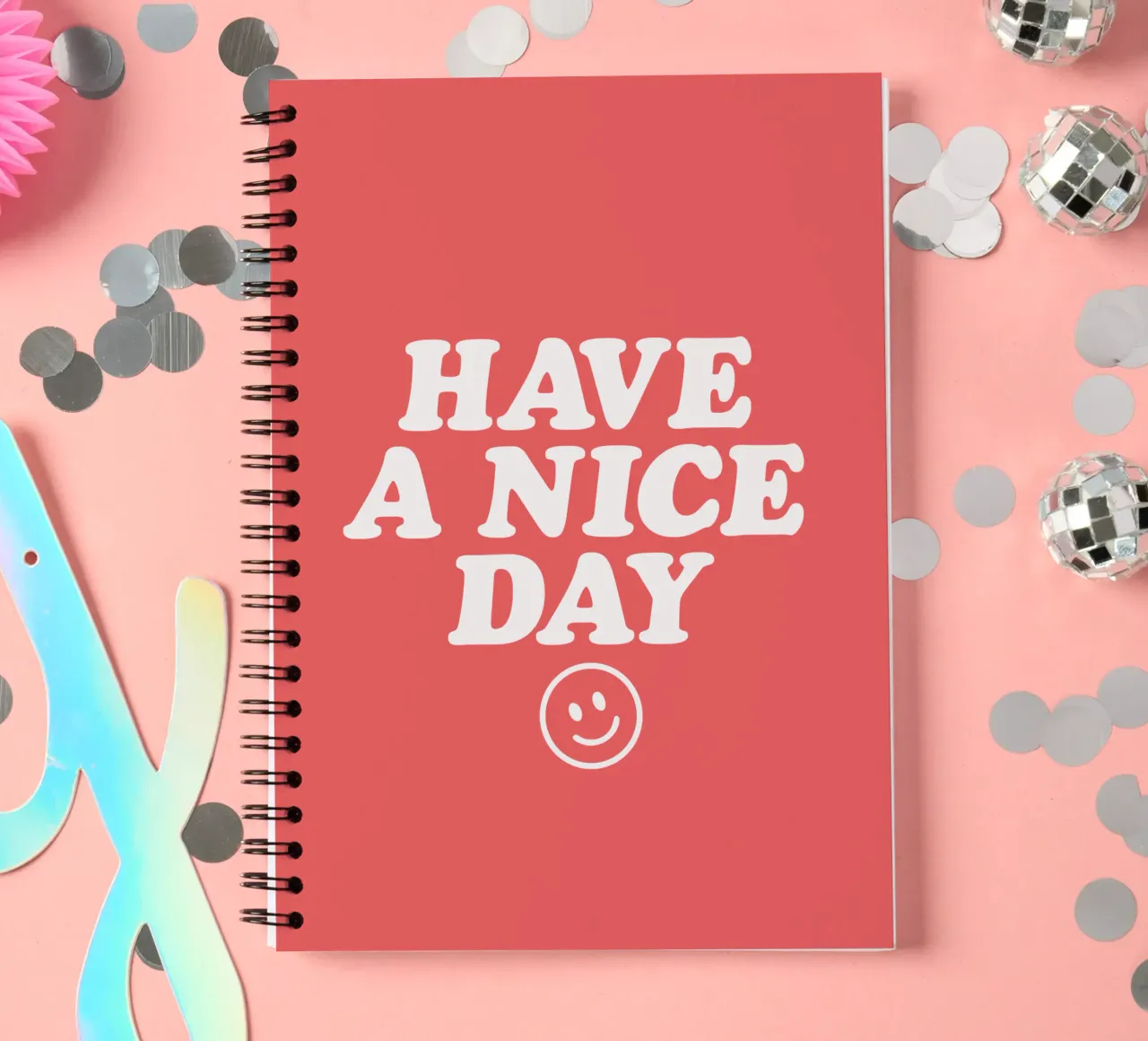 Have a Nice Day Red and White Typography Print spiral notebook by THE MOTIVATED TYPE