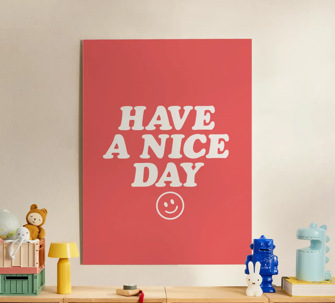 Have a Nice Day Red and White Typography Print acrylic glass by THE MOTIVATED TYPE