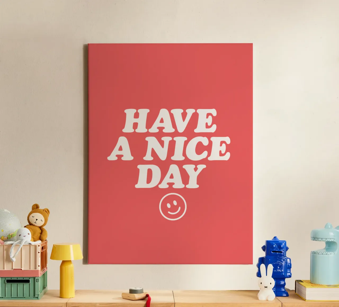 Have a Nice Day Red and White Typography Print canvas with Floater frame by THE MOTIVATED TYPE