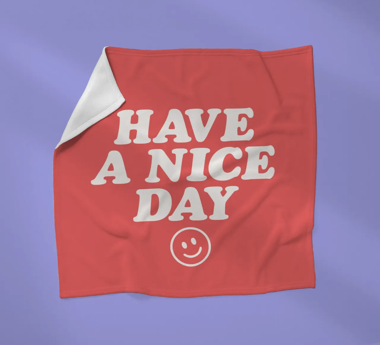 Have a Nice Day Red and White Typography Print fleece blanket by THE MOTIVATED TYPE