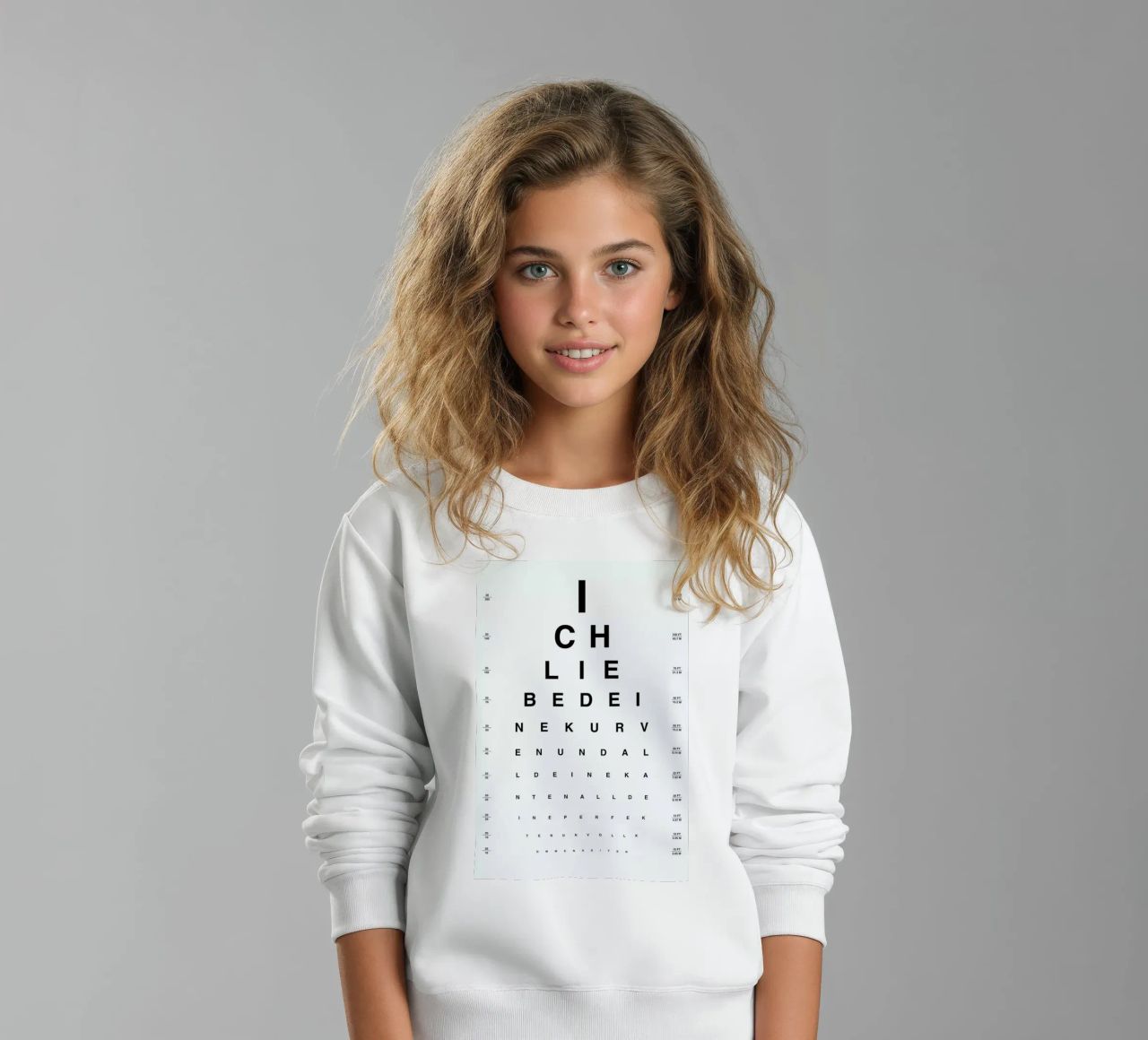 Eye Chart Ich Liebe Dich felpa bambino da daylight design studio