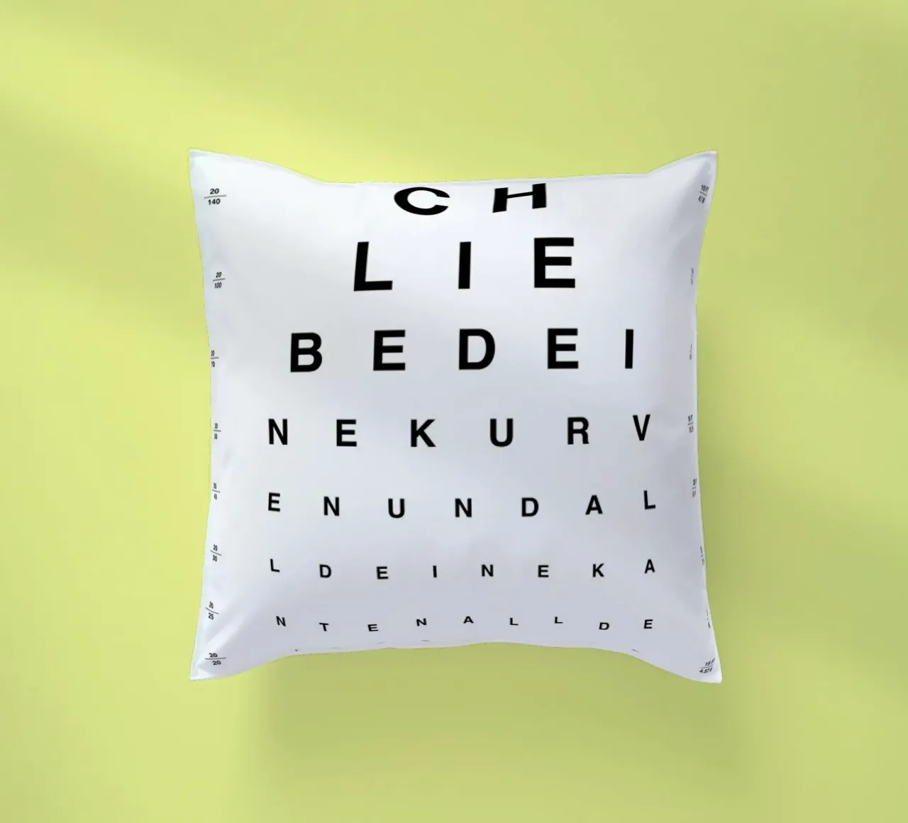 Eye Chart Ich Liebe Dich decorative cushion by daylight design studio