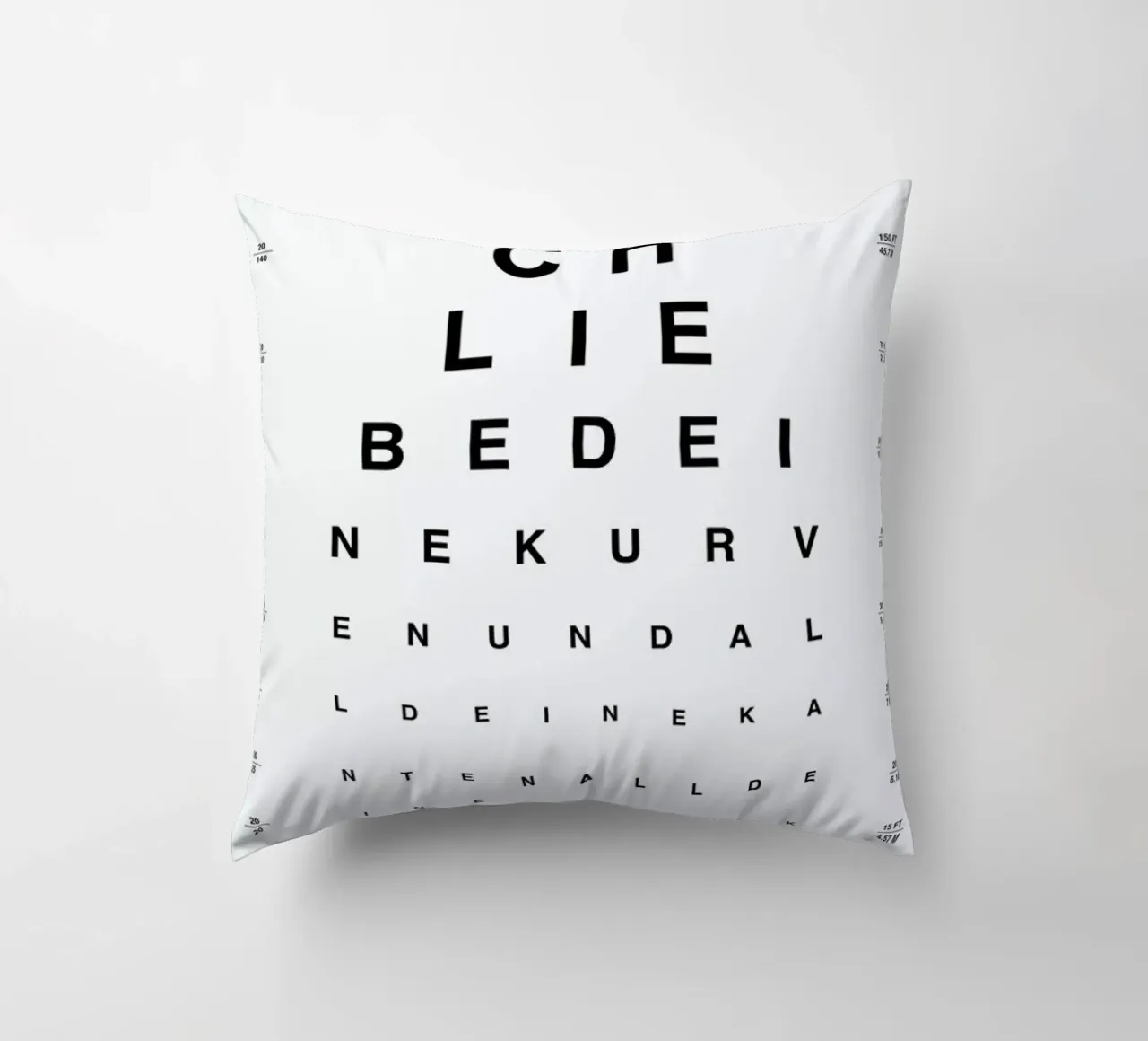 Eye Chart Ich Liebe Dich decorative cushion by daylight design studio