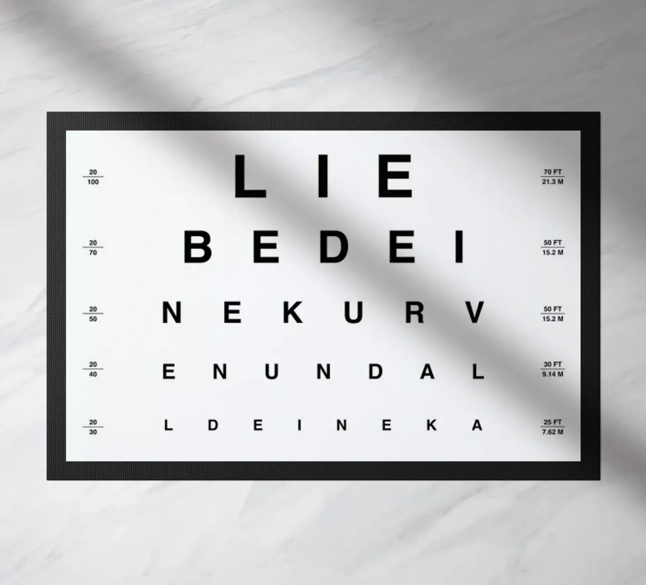 Eye Chart Ich Liebe Dich deurmat van daylight design studio