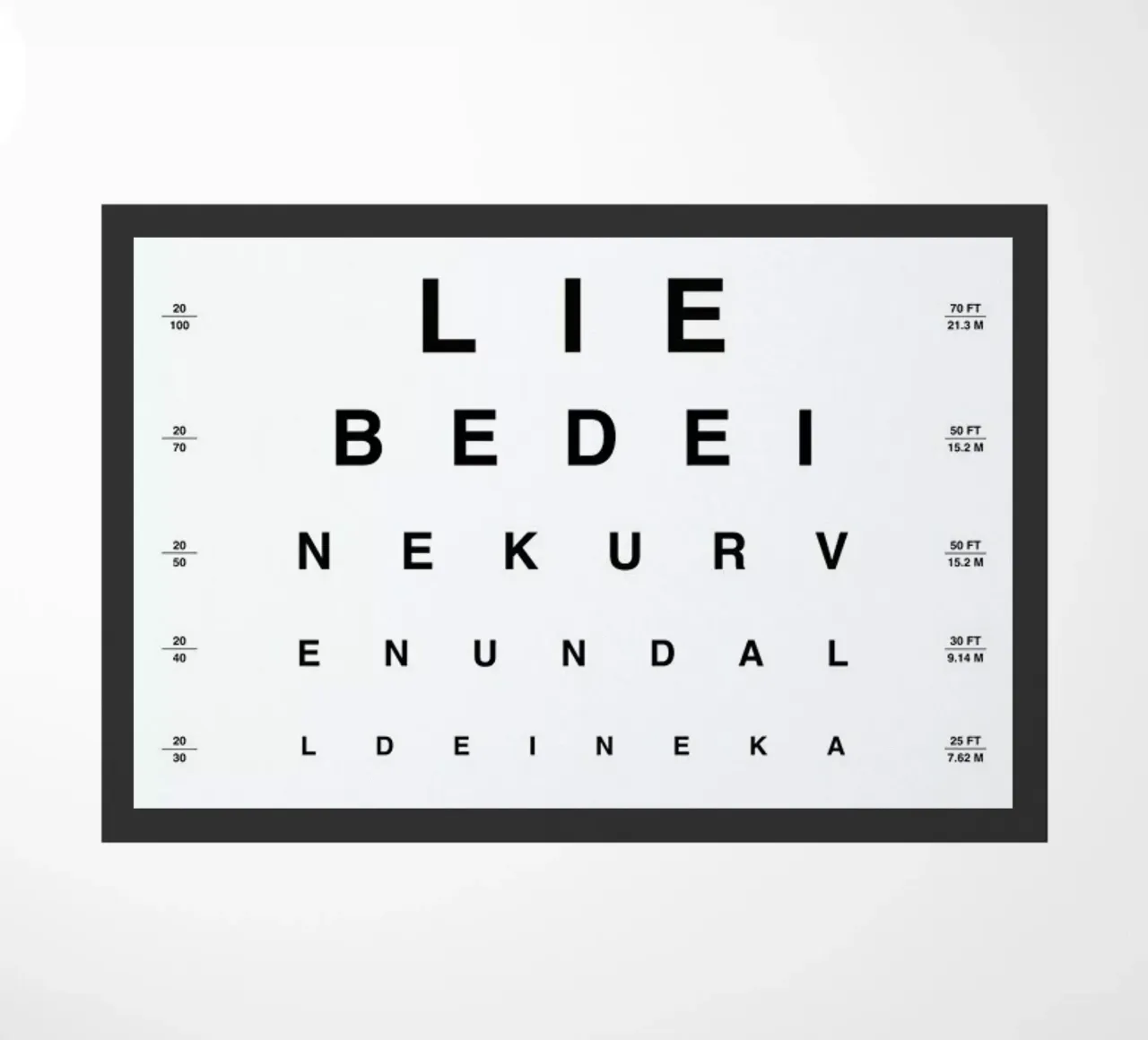 Eye Chart Ich Liebe Dich deurmat van daylight design studio