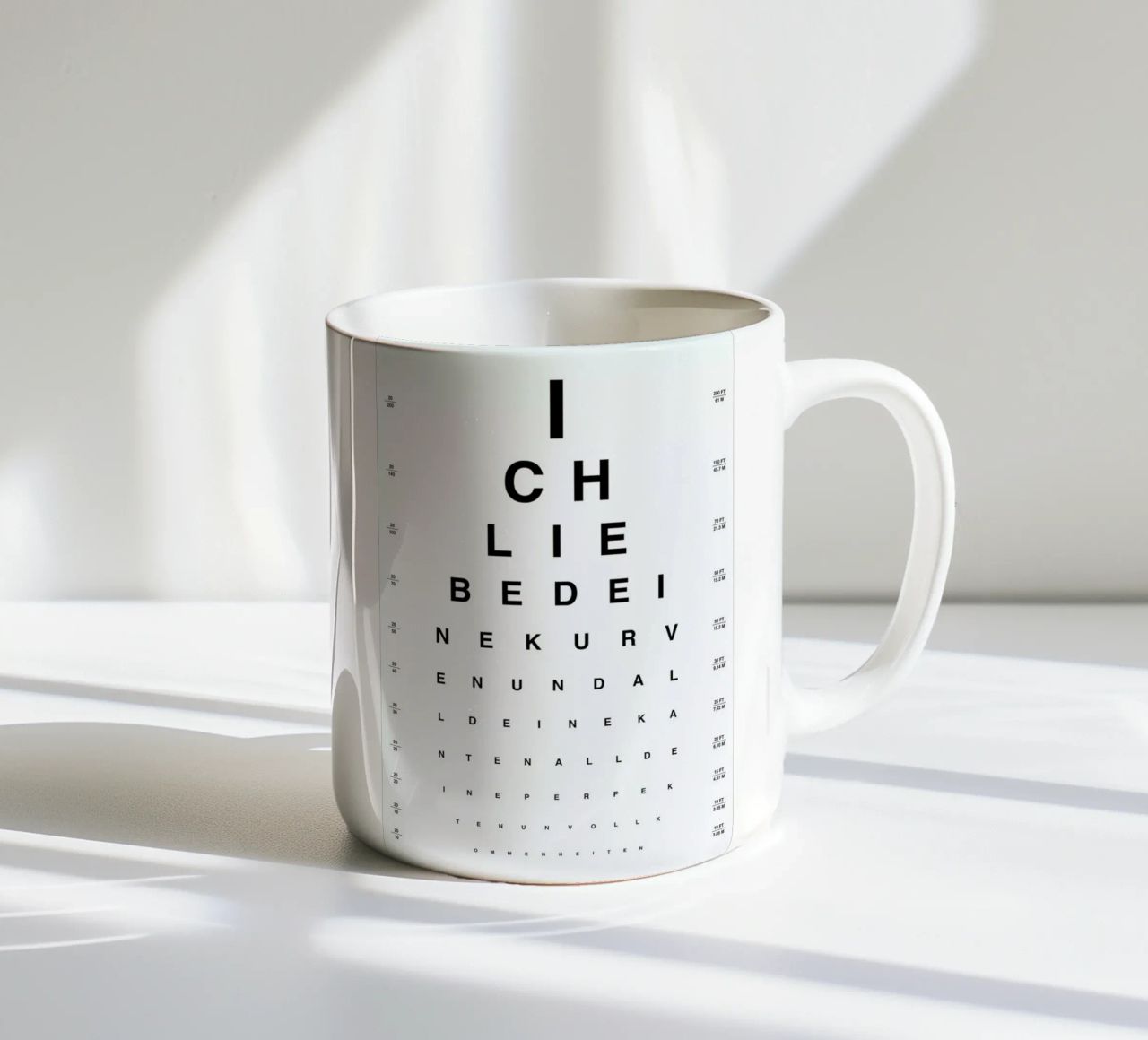 Eye Chart Ich Liebe Dich tazza in ceramica da daylight design studio