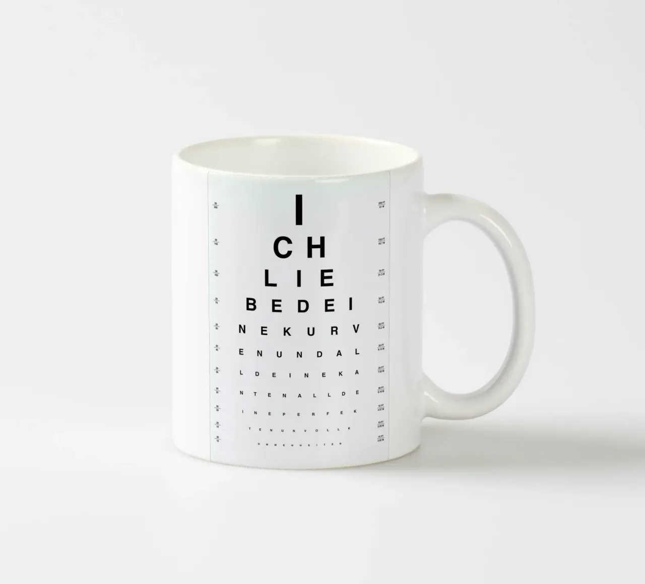 Eye Chart Ich Liebe Dich mug en céramique de daylight design studio