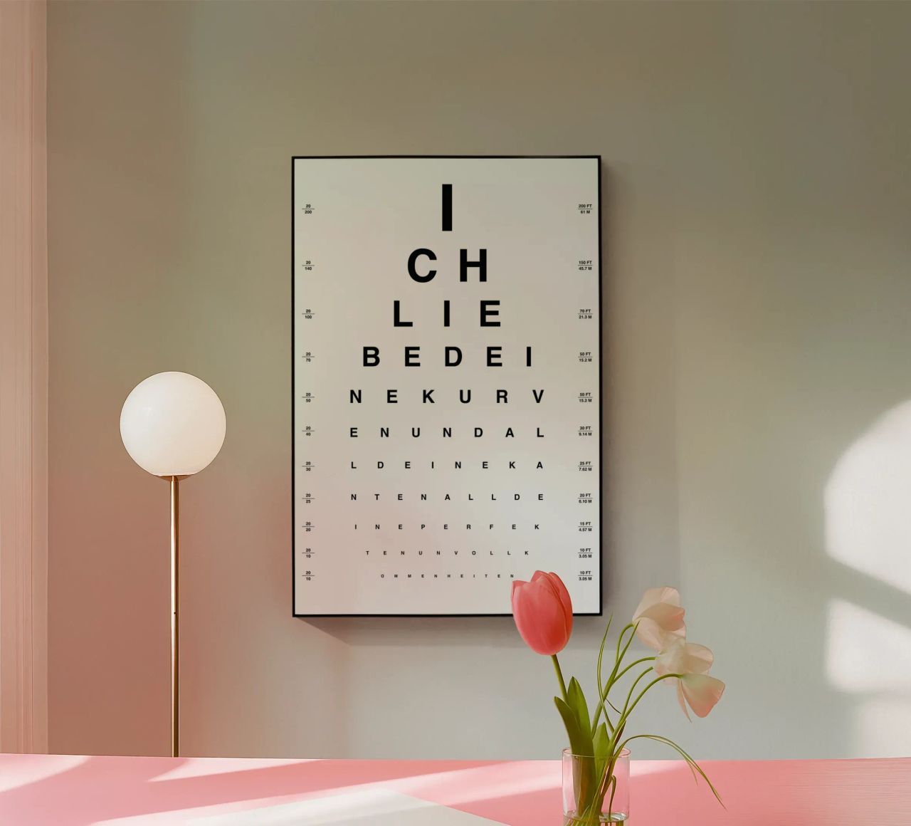 Eye Chart Ich Liebe Dich plexiglass da daylight design studio