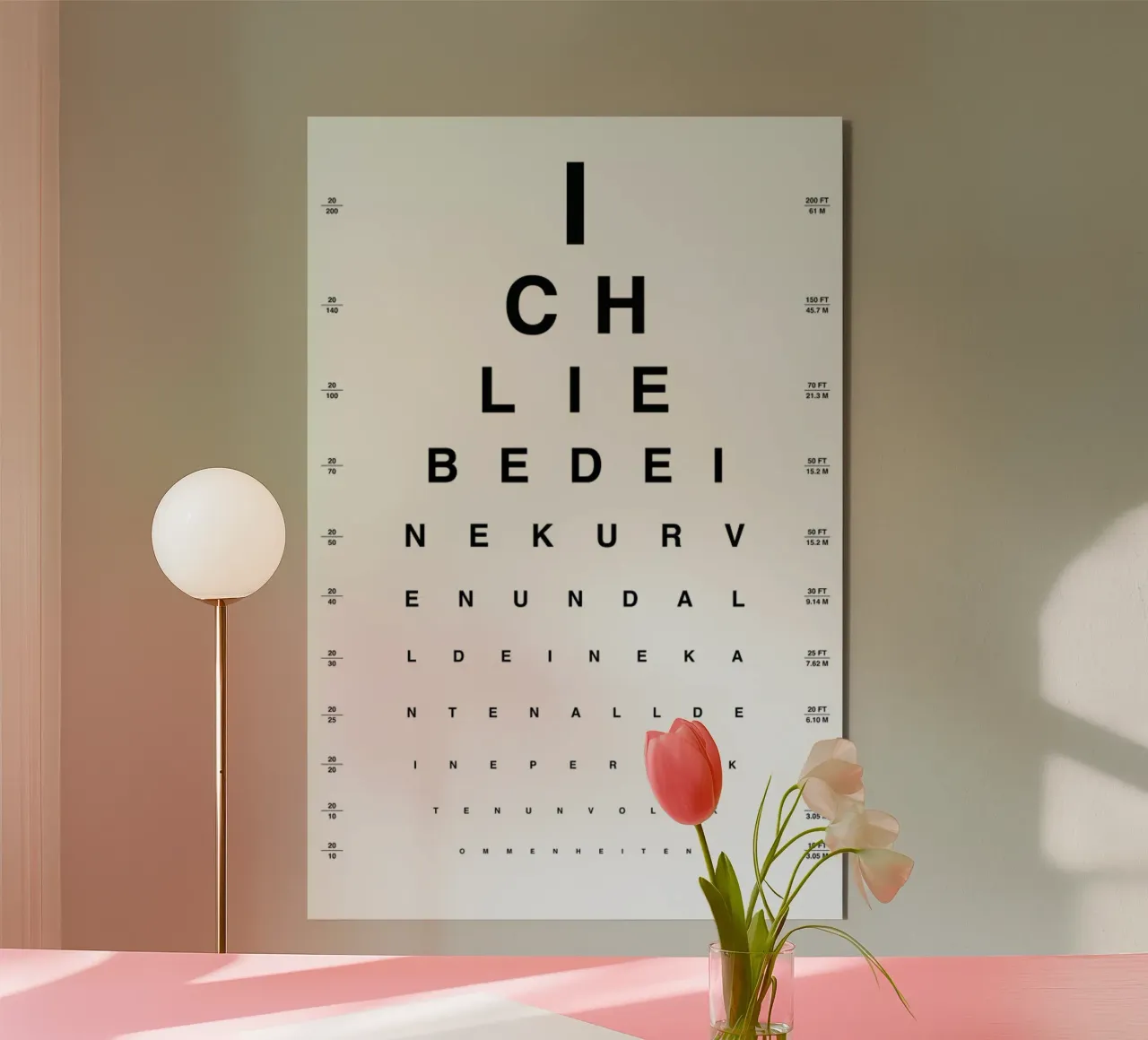 Eye Chart Ich Liebe Dich pannello forex da daylight design studio