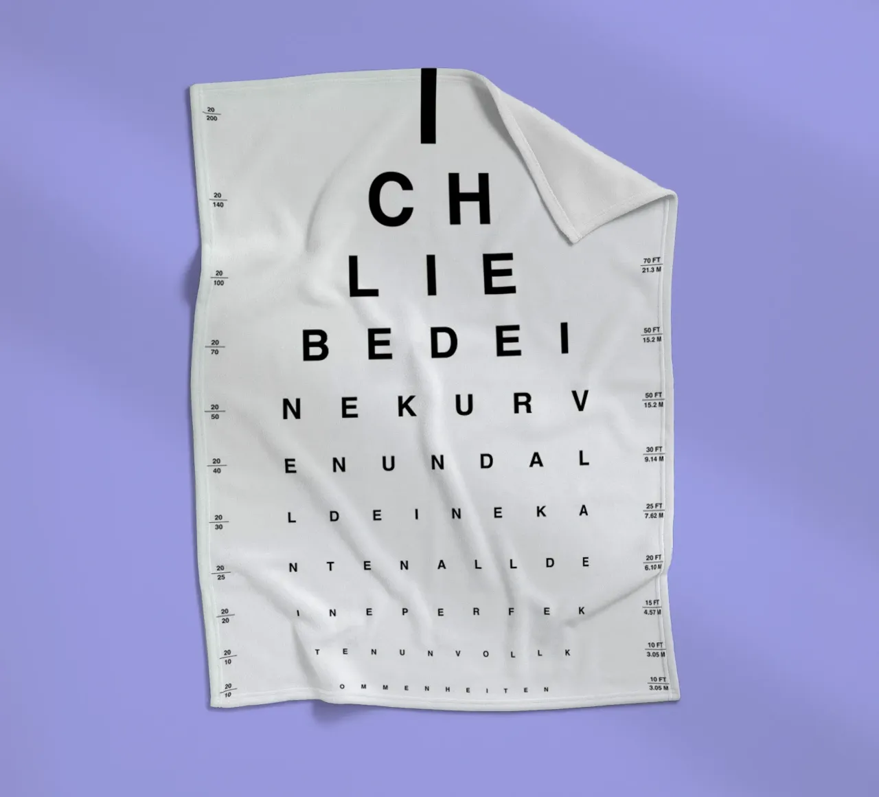 Eye Chart Ich Liebe Dich coperta in pile da daylight design studio