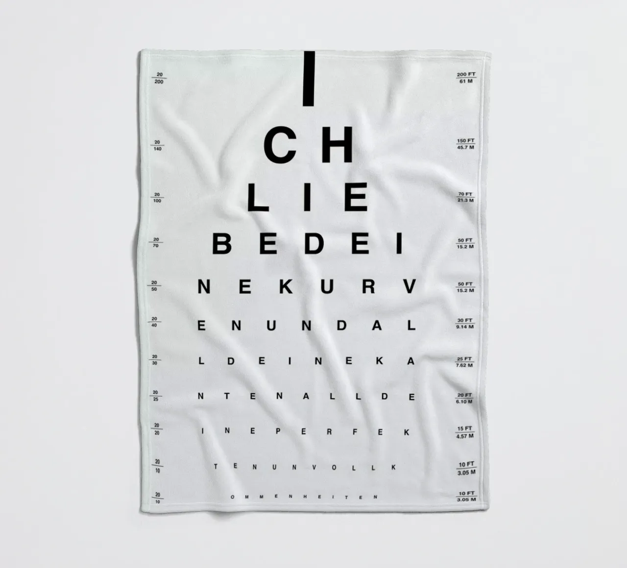 Eye Chart Ich Liebe Dich manta de franela de daylight design studio