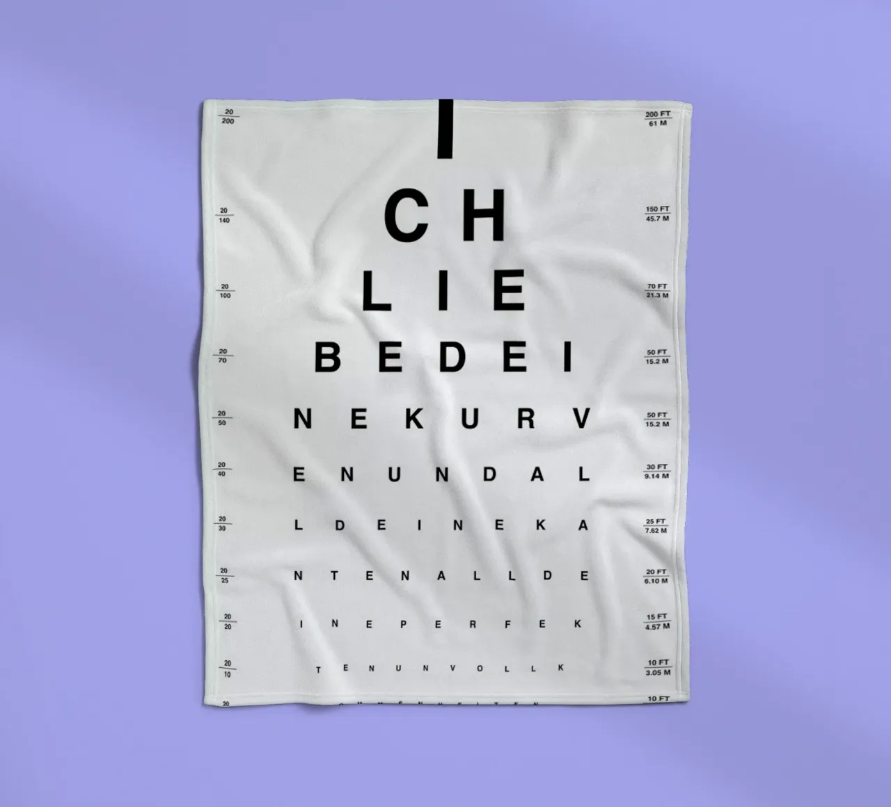 Eye Chart Ich Liebe Dich coperta in pile da daylight design studio