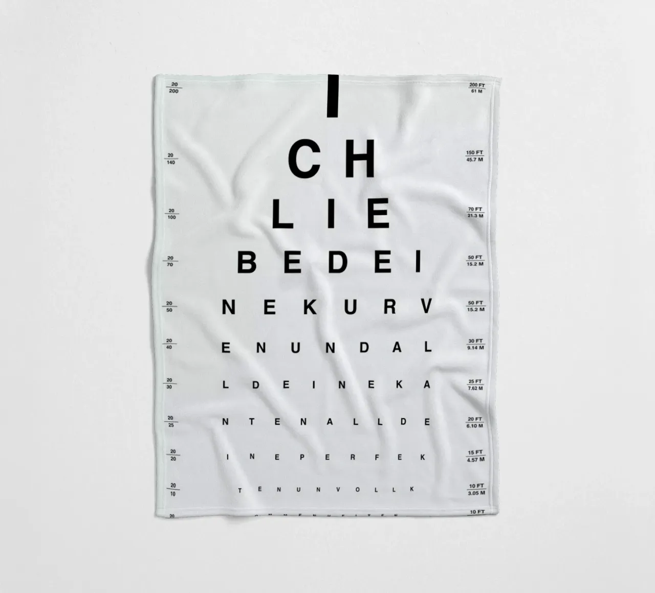 Eye Chart Ich Liebe Dich coperta in pile da daylight design studio