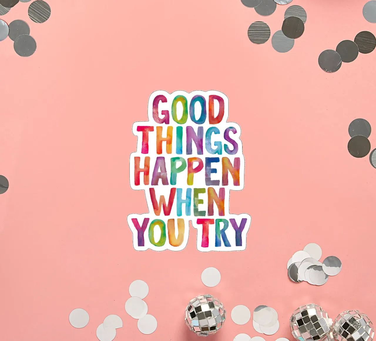 Succedono cose belle quando si prova il design tipografico arcobaleno adesivo da THE MOTIVATED TYPE