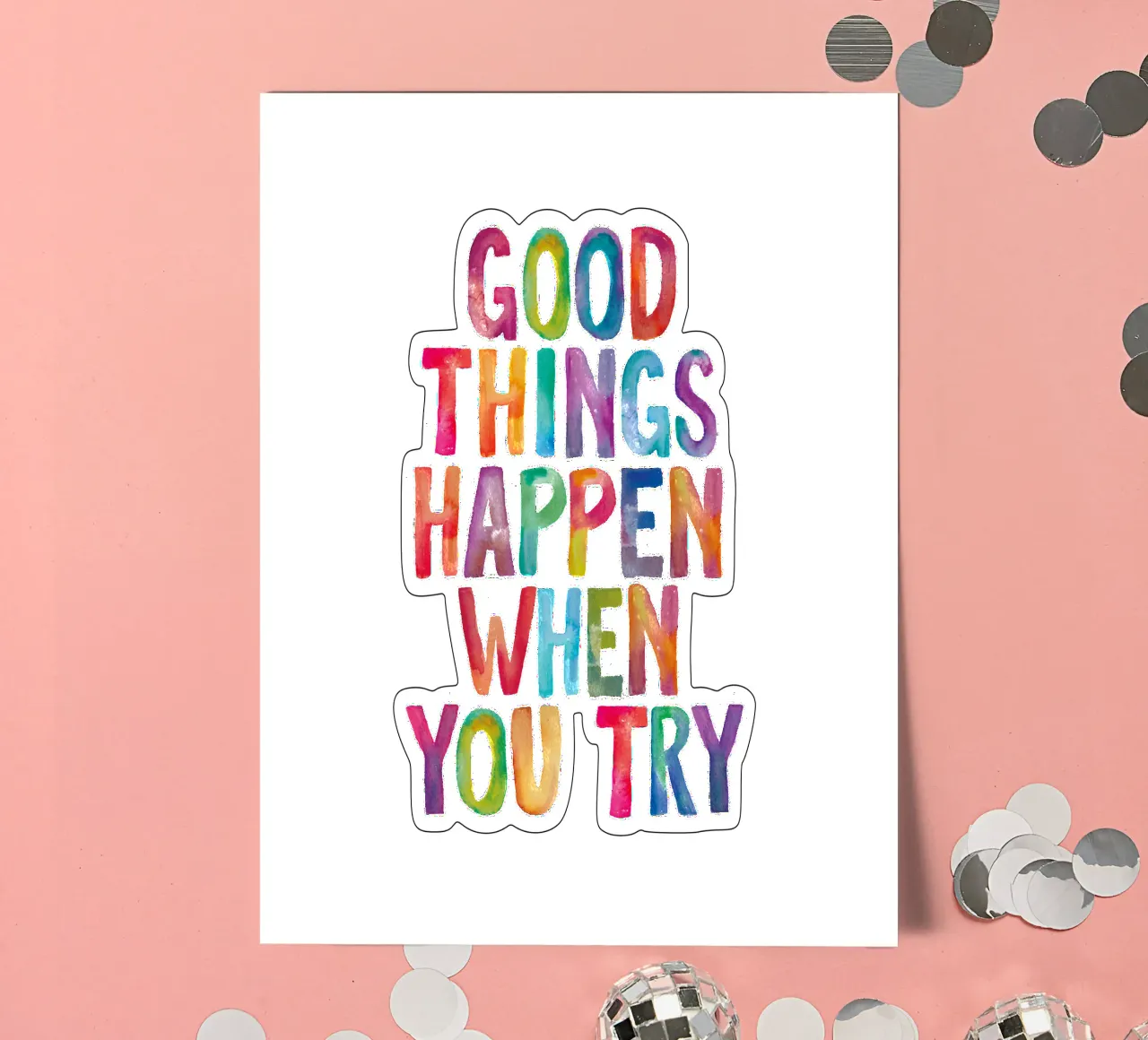 Succedono cose belle quando si prova il design tipografico arcobaleno foglio adesivo da THE MOTIVATED TYPE