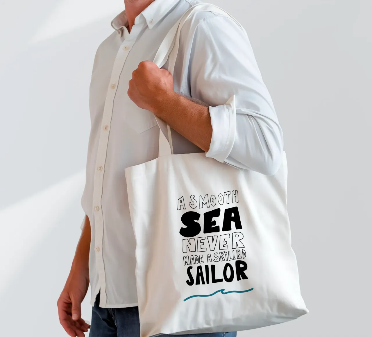 Smooth Sea Mutmacher Poster mit Wellen Icon, starker Message borsa in juta da LIMITED EDITION LETTERS