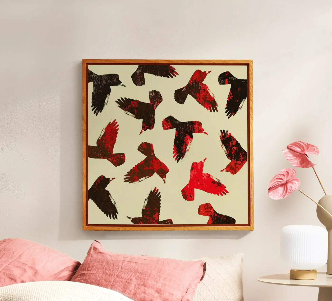 Birds 2 – Red acryl van Elisabeth Fredriksson